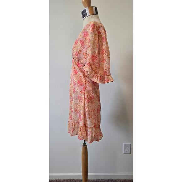 Here comes the Sun lightweight floral flutter sleeve summer dress Sz M (0990) - Picture 3 of 5